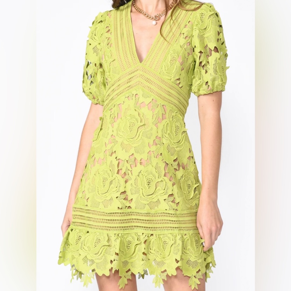 Adelyn Rae Bright Green Lace Dress